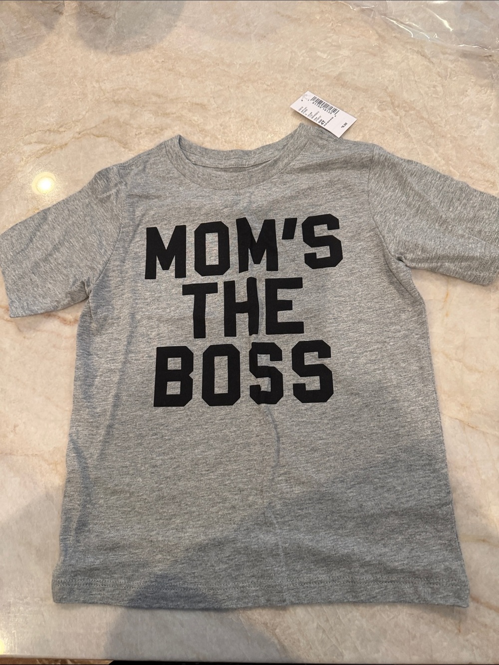 The Children's Place Grey Short-Sleeve Tee with Black 'Mom's The Boss' NWT 4T